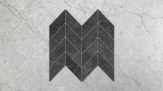 Kew Stone Charcoal Matt Chevron Mosaic