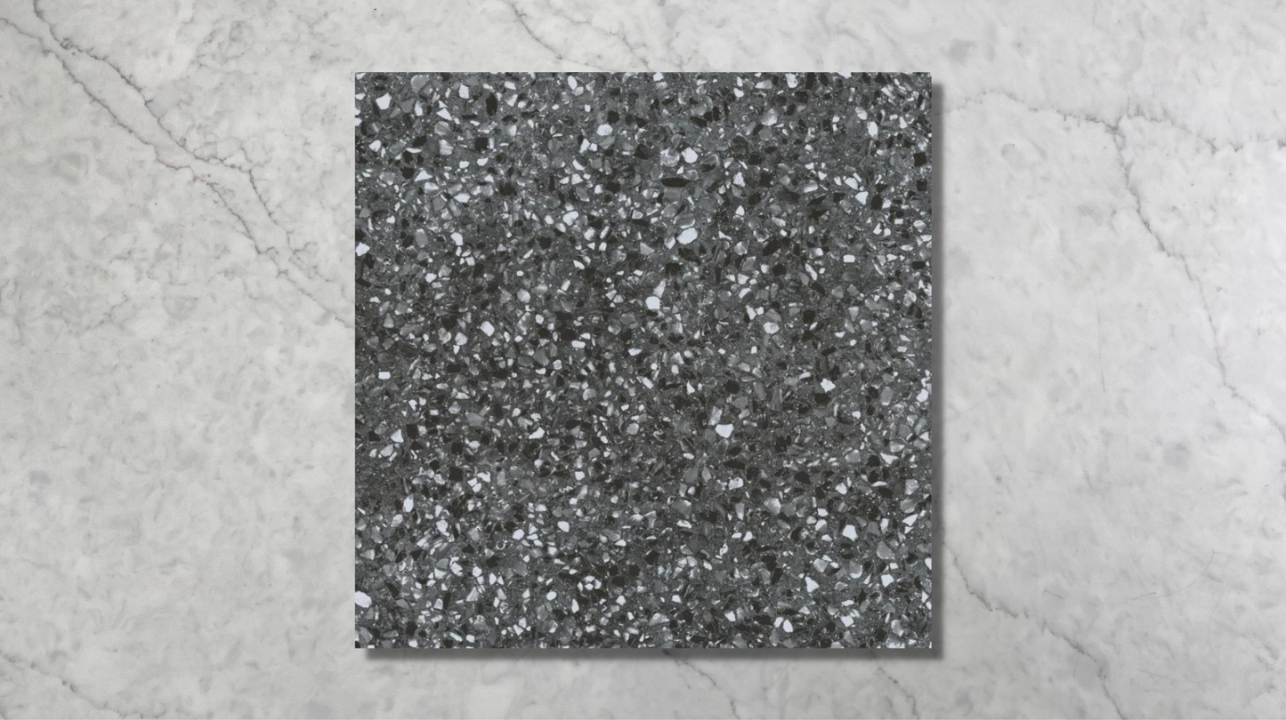 Teale Black Terrazzo Look